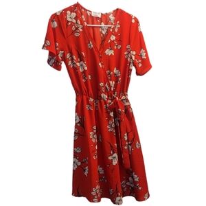 Sienna Sky Red Floral Wrap Dress S